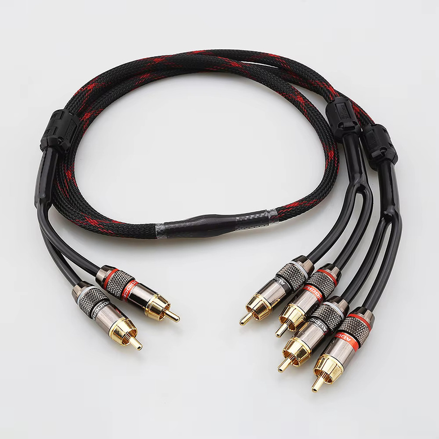 Audiocrast HIFI RCA Splitter Stereo-Audiokabel 2 auf 4 Stecker Dual-Lautsprecher Y-Adapter in Schwarz - Bild 2