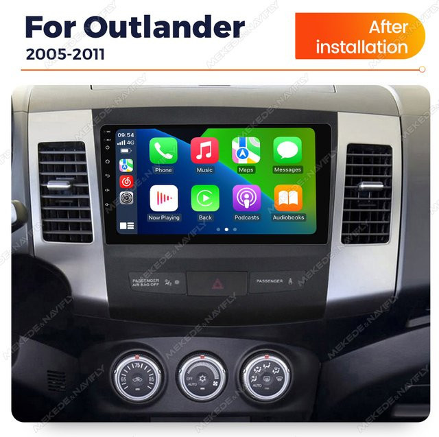 MEKEDE 9 Zoll Auto Radio mit Carplay und GPS für Mitsubishi Outlander 2006 - 2011, Peugeot 4007 und Citroen C-Crosser in Schwarz - Bild 1