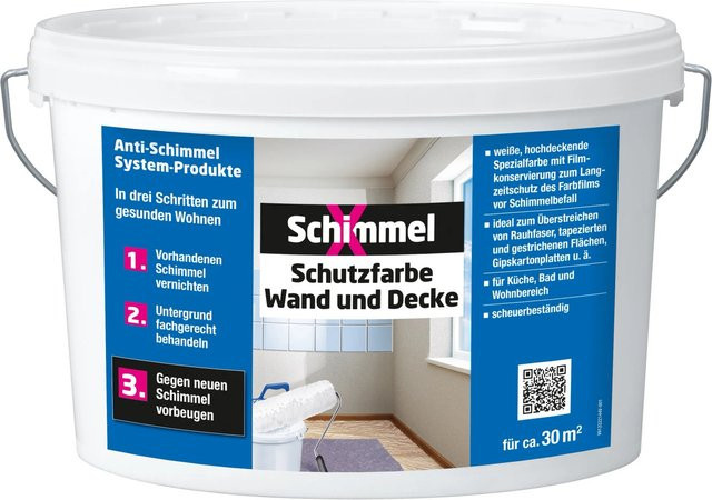 SchimmelX Schutzfarbe für Wand und Decke in Weiß, schimmelresistent und emissionsarm, 5 l - Bild 1