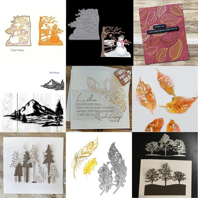 Metall Schneidwerkzeug Weihnachtsbaum Blätter für Scrapbooking und Papierhandwerk, Silber - Bild 1