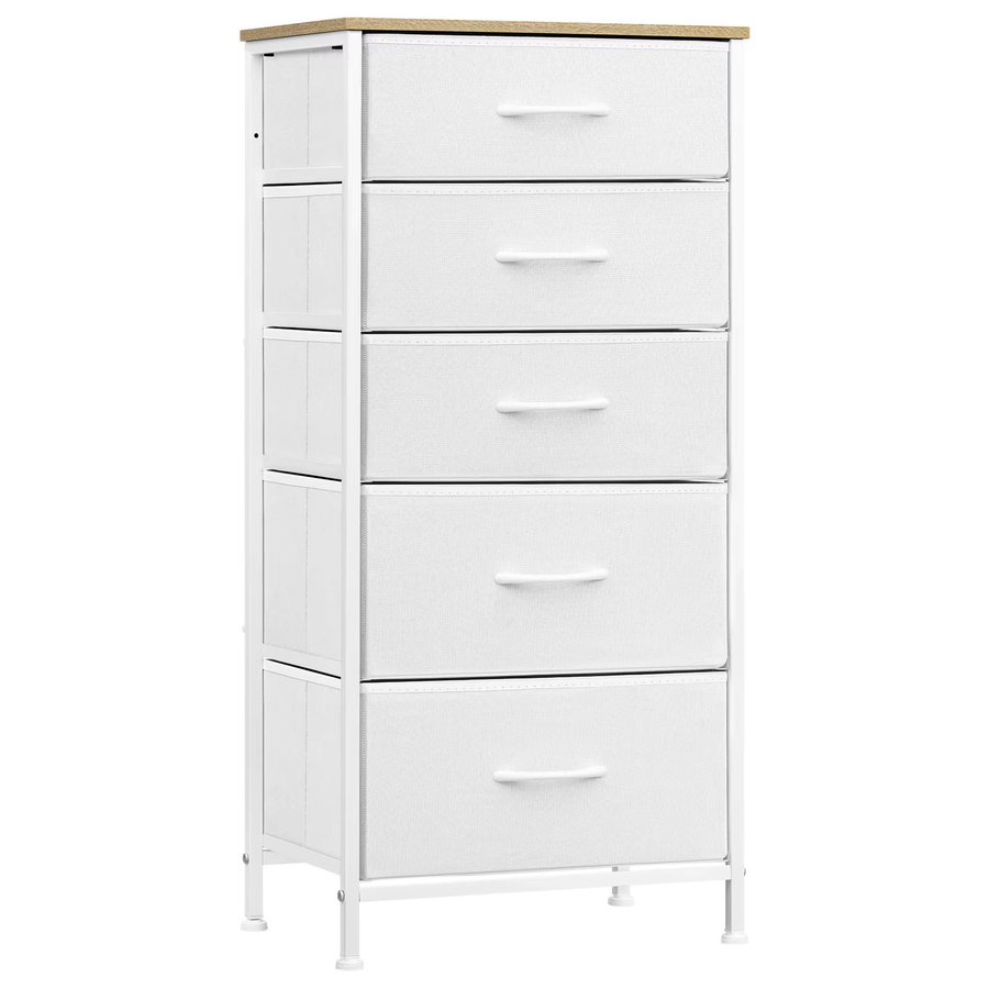 WOLTU Kommode aus Stoff mit 5 Schubladen in Weiß, stapelbarer Schrank-Organizer für Wohnzimmer, Flur und Schlafzimmer - Bild 2