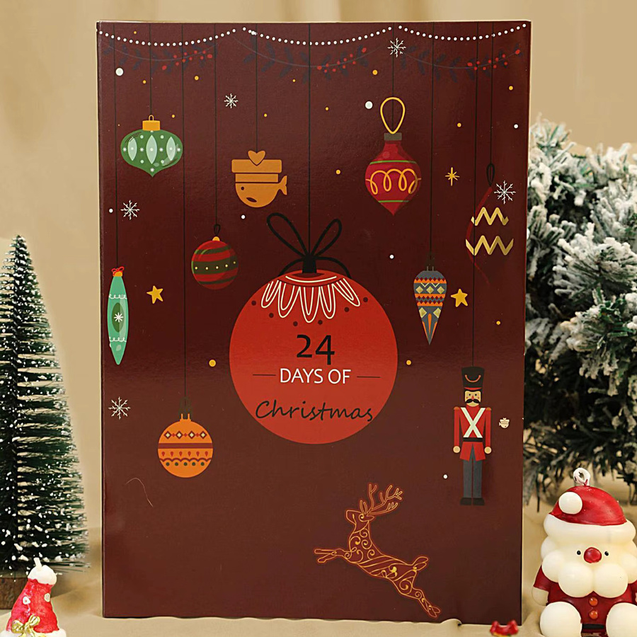 Weihnachts-Countdown Kalender mit 24 leeren Sammlerboxen aus Papier in Rot - Bild 2