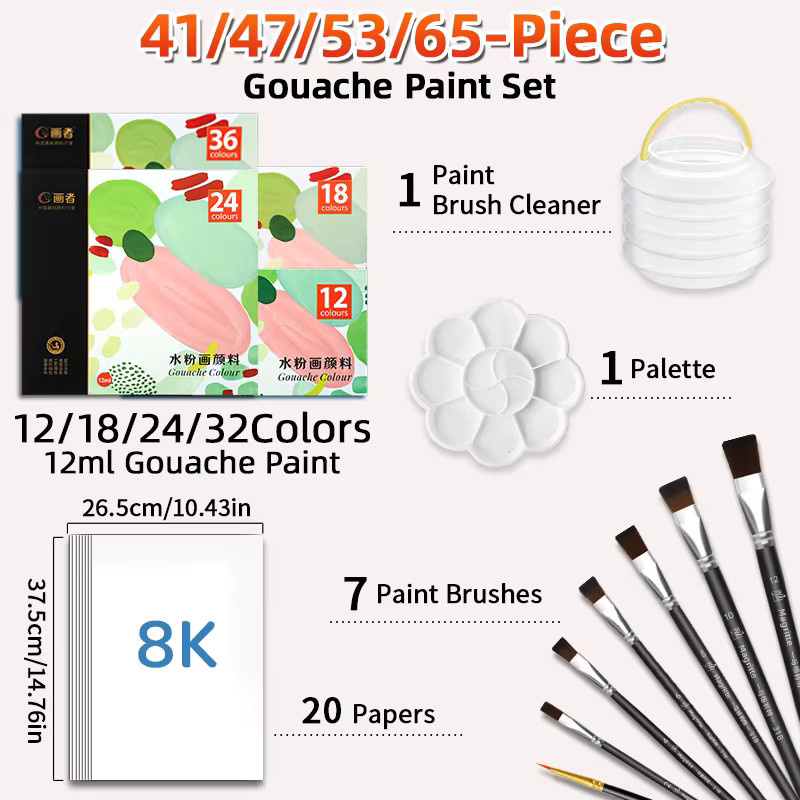 Gouache-Farbset mit 41 Tuben à 12 ml in Mehrfarben für Künstler und Erwachsene - Bild 2