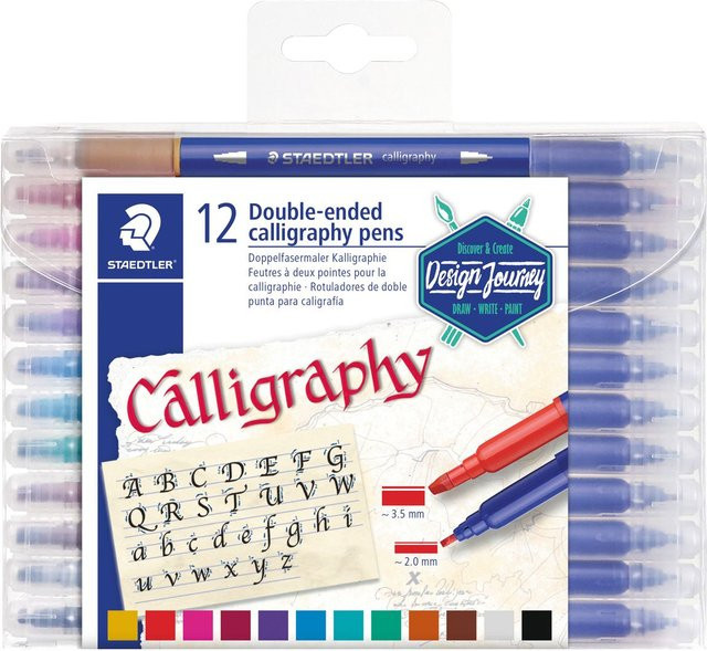 STAEDTLER Doppelfasermaler Kalligraphie Brush-Stift Set, 12 Stück, Multicolor - Bild 1