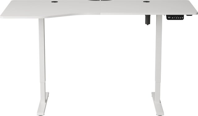Juskys Höhenverstellbarer Schreibtisch für Homeoffice und Office, elektrisch, Weiß, B/T: 160 x 75 cm - Bild 1