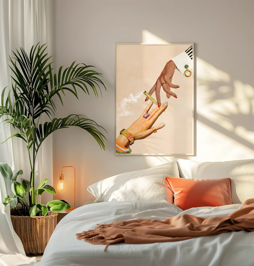 Trippy Weed Poster Abstract Collage Art Retro Wandposter Multicolour - Bild 2