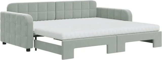 vidaXL Tagesbett ausziehbar mit Matratze in Hellgrau aus Samt mit Schlaffunktion B/T/H: 90 x 190/200 cm - Bild 1