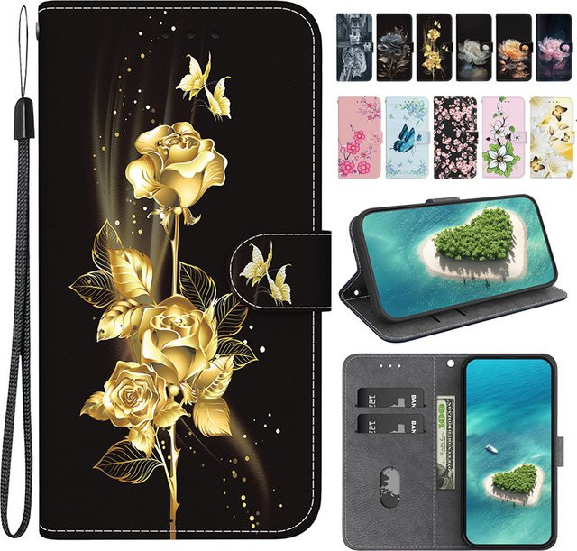 JESSLEI Stand Flip Wallet Case mit bemaltem Muster für OPPO A18 A17 A16K A15 A12E A5 A9 2020 A8 A7 A31 A11X A3S A5 PRO 5G - Bild 1