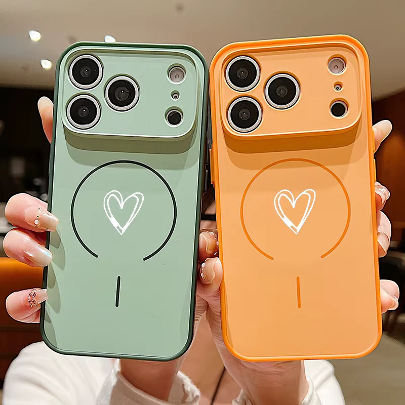 MOESOE Magnetische iPhone Hülle mit Liebesdruck für iPhone 17 Pro Max, 16, 15, 14, 13 Pro Max, MagSafe Wireless Charging kompatibel, stoßfeste Hartschale, Orange - Bild 1