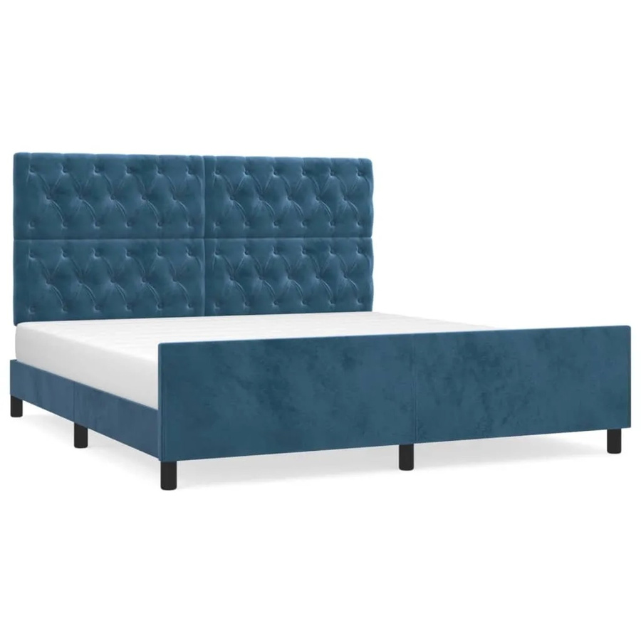 vidaXL Bettgestell aus Samt in Dunkelblau B/T/H: 160 x 200 x 128 cm - Bild 2