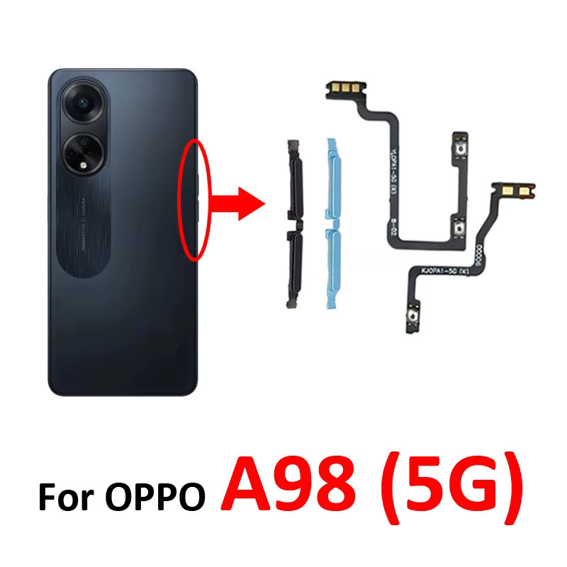 Lautstärketasten-Flexkabel für Oppo A98 5G CPH2529 Reparaturteil für externe Auf/Ab-Tasten in Schwarz und Blau - Bild 2