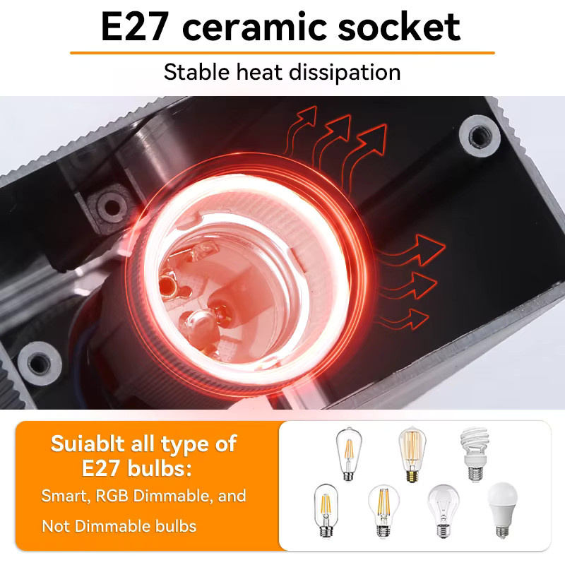 CHUANGYANG LED-Wandleuchte für Außen und Innen mit E27-Fassung, wasserdicht nach IP65, aus Metall, Wandmontage - Bild 3