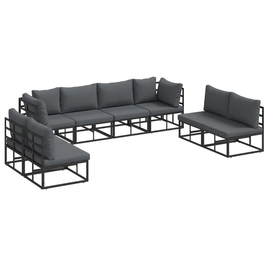 vidaXL 8-teiliges Garten-Sofa-Set aus Aluminium mit Kissen in Schwarz und Anthrazit - Bild 2
