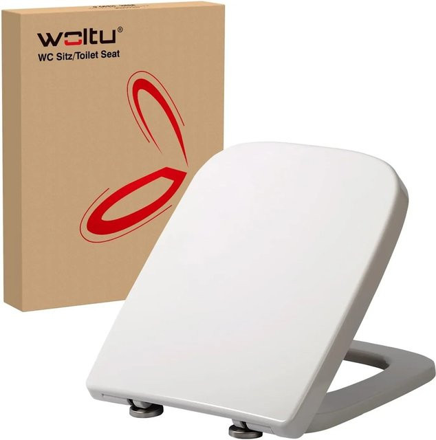WOLTU Toilettendeckel WC Sitz mit Absenkautomatik in Weiß, Eckiges Design aus Harnstoffharz mit Soft-Close und Quick-Release Funktion - Bild 1