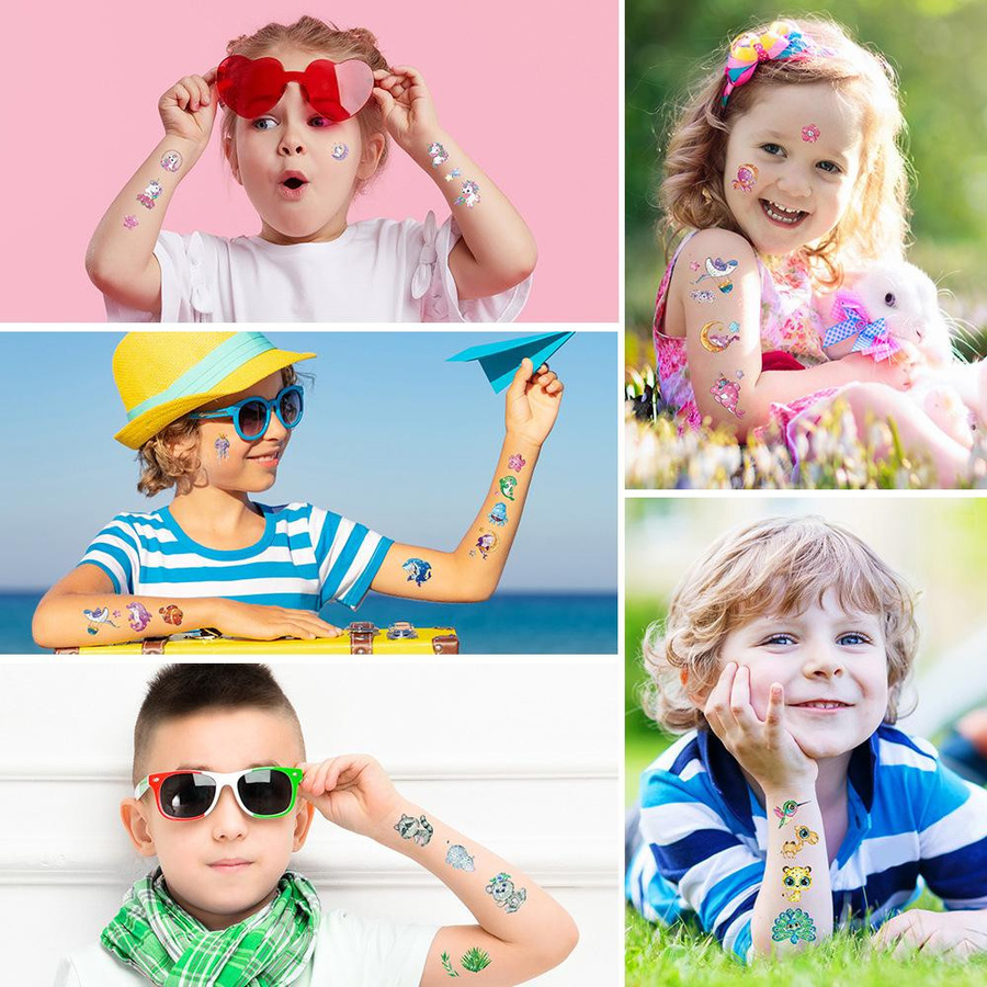 10 Bunte Bögen Glitzerpuder Tattoos Aufkleber, Kinder - Bild 1