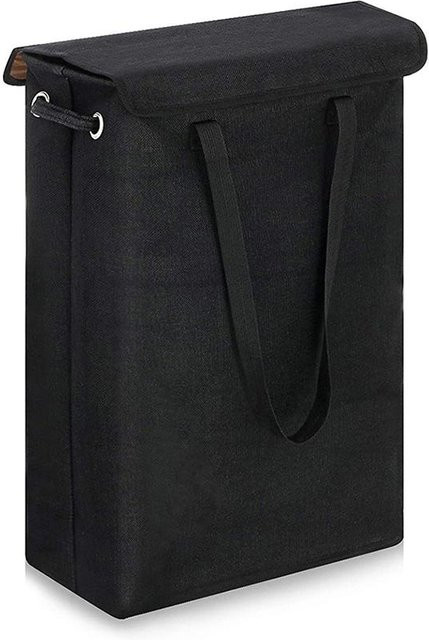 Schmaler Wäschekorb mit Deckel MTMA in Schwarz, 45l Aufbewahrungskorb für Schmutzwäsche, B/T/H: 60,0 x 16,0 x 16,0 cm - Bild 1