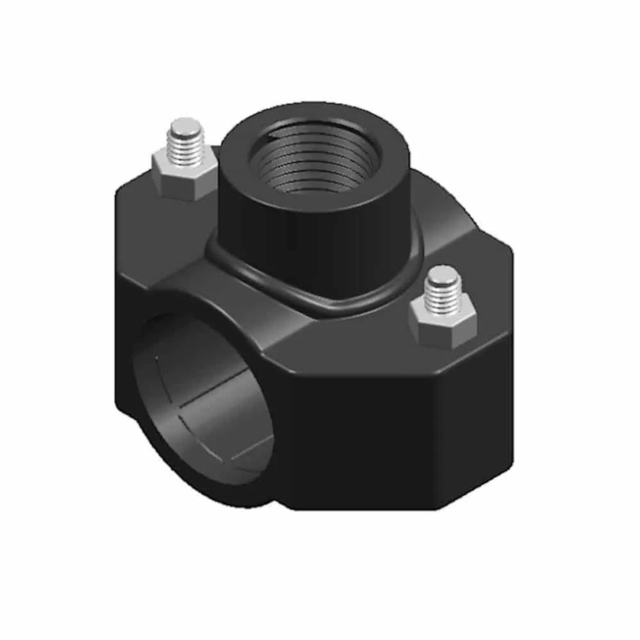 Klasebo Anbohrschelle aus Kunststoff in Schwarz für Wasserleitungen, Durchmesser: 50 mm (1 Zoll) - Bild 2