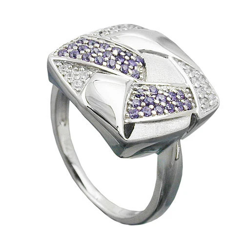 SIGO Ring Viereck, 925 Silber, Zirkonia, 62 - Bild 1