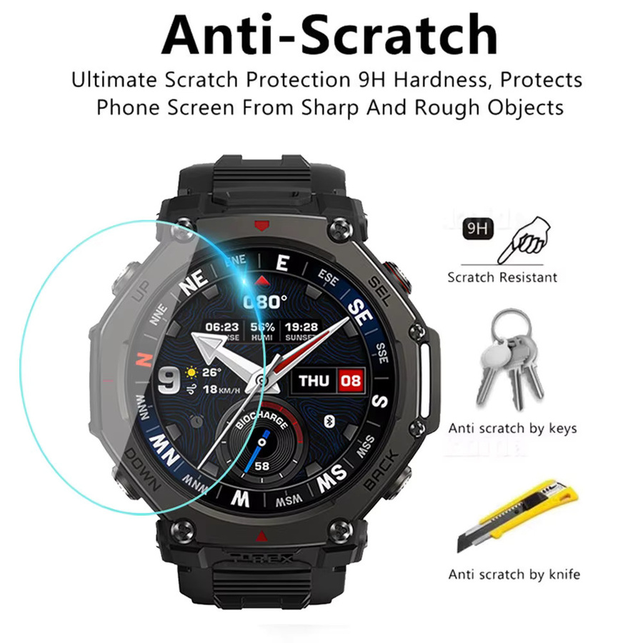 Mptionx Displayschutzfolie für Huami Amazfit T-Rex 3Pro, Glas, Schwarz - Bild 3
