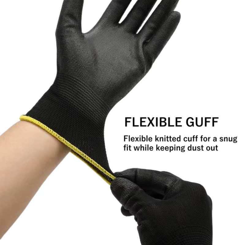 INMAICH Sicherheits-Arbeitshandschuhe mit PU-Beschichtung, 2 Paar, Anti-Grip und nahtlos gestrickt, ideal für Mechaniker und Gartenarbeit - Bild 3