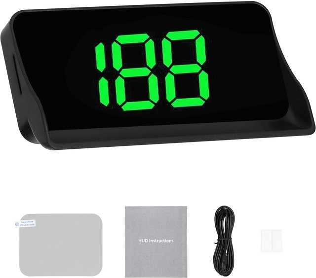 Igeteck Auto-Headup-Display mit Windschutzscheiben-Projektion als LED-Digital-Tachometer in Grün und Schwarz - Bild 1