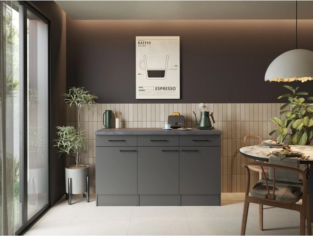 Respekta Sideboard Oliver in Grau Matt Granit-Optik mit Soft-Close-Schubladen, Breite: 150 cm - Bild 1