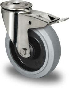 CASCOO Rückenlochlenkrolle Serie R4E2 mit Totalfeststeller aus Edelstahl, Durchmesser: 160 mm - Bild 1