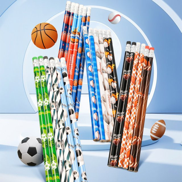 24 Stück HB Bleistifte mit Sport Thema Fußball und Baseball in Mehrfarben für Kinder Geburtstagsdekoration und Schulbelohnungen - Bild 1