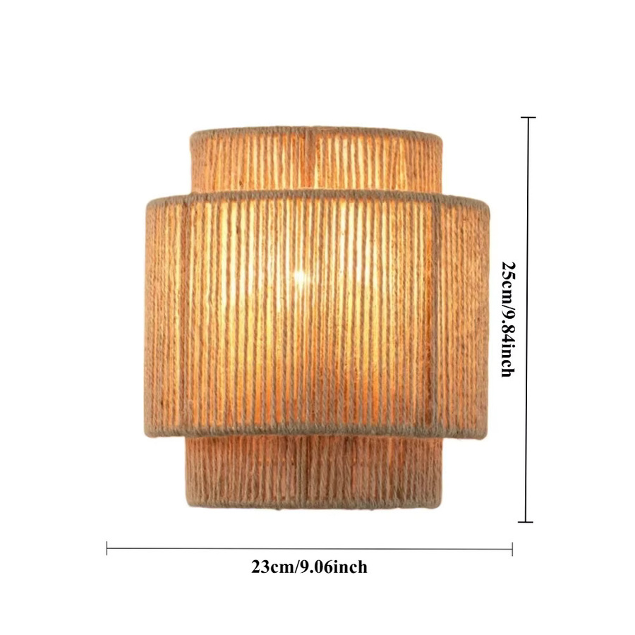 JOYINLED Boho Wandleuchte aus Rattan und Holz in Braun und Beige mit E27 Fassung - Bild 2