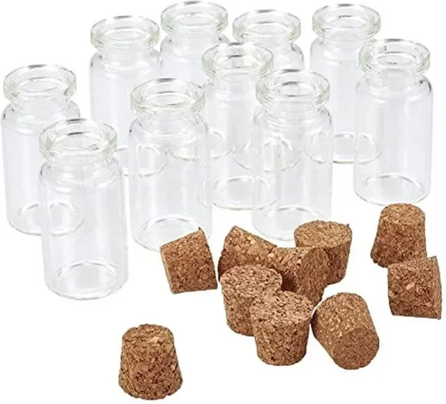 10er Set Mini Glasflaschen mit Korkverschluss als transparente Anhänger für Wunschflaschen und Ornamente - Bild 1