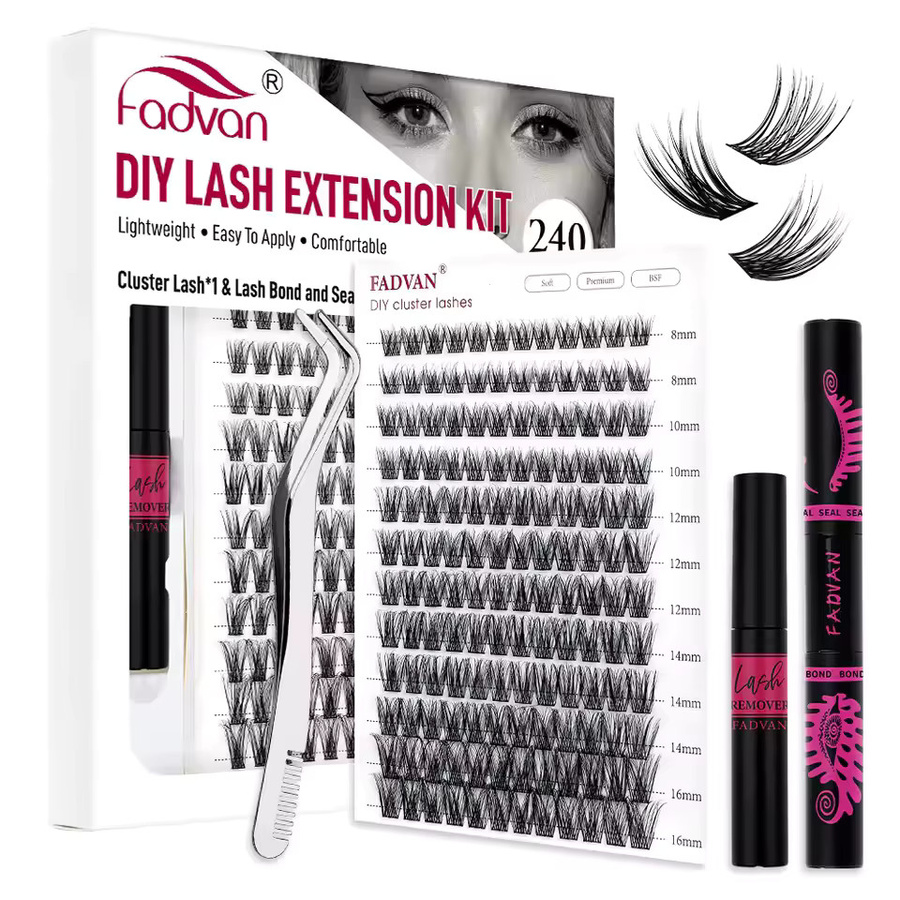 FADVAN DIY-Wimpernverlängerungs- und Kleberset, 12 Reihen, 8–16 mm, wasserdicht - Bild 3