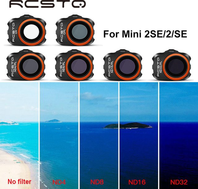 RCSTQ Kamera-Objektivfilter Set für DJI Mini 2, Mini 1 und Mini SE, UV CPL ND4/PL ND8/ND16/ND32 Filter Zubehör, Schwarz - Bild 1