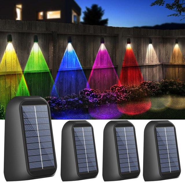 AMARYLLIS Solar Wandleuchte mit RGB-Modi und warmweißem Licht, wasserdichte Solar Zaunleuchte für Garten, Terrasse und Deck in Schwarz - Bild 1
