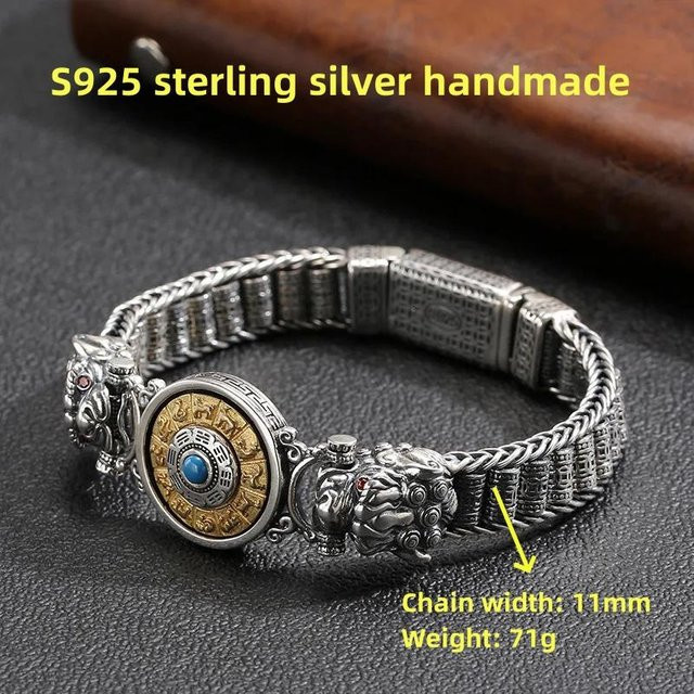 TIANGU Armband 925 Silber, 6mm, black, 21cm, Unisex - Bild 1