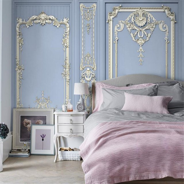 3D Tapete im europäischen Stil mit Gips-Linien-Design für Wohnzimmer, Schlafzimmer und Sofa - Bild 1