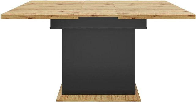 okwish Esstisch klappbar und ausziehbar mit LED-Beleuchtung in Colorblock Design, schwarz, B/T: 110-140 x 80 cm - Bild 1