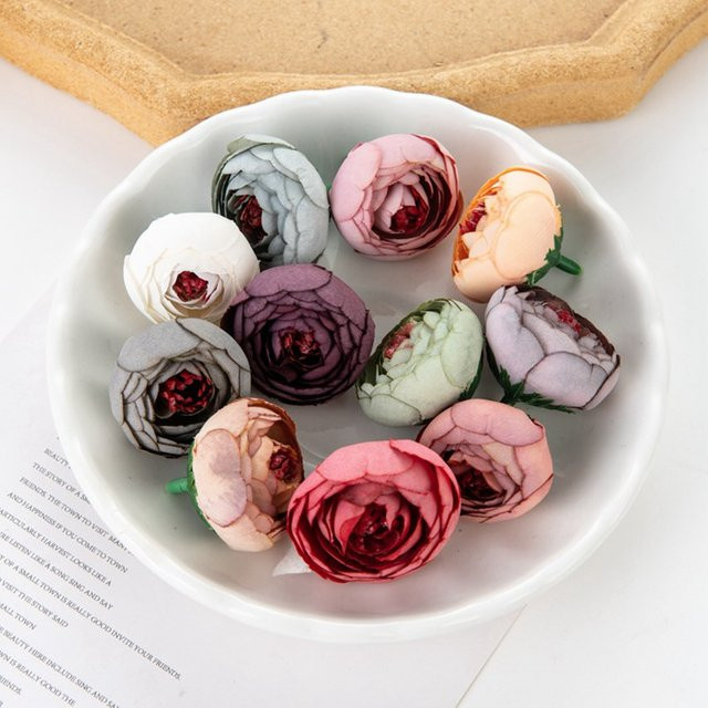 TTCY Künstliche Seiden-Teerosen-Knospen in Pink und Multicolour für Hochzeitsstrauß, DIY-Geschenke und Garten-Dekoration - Bild 1