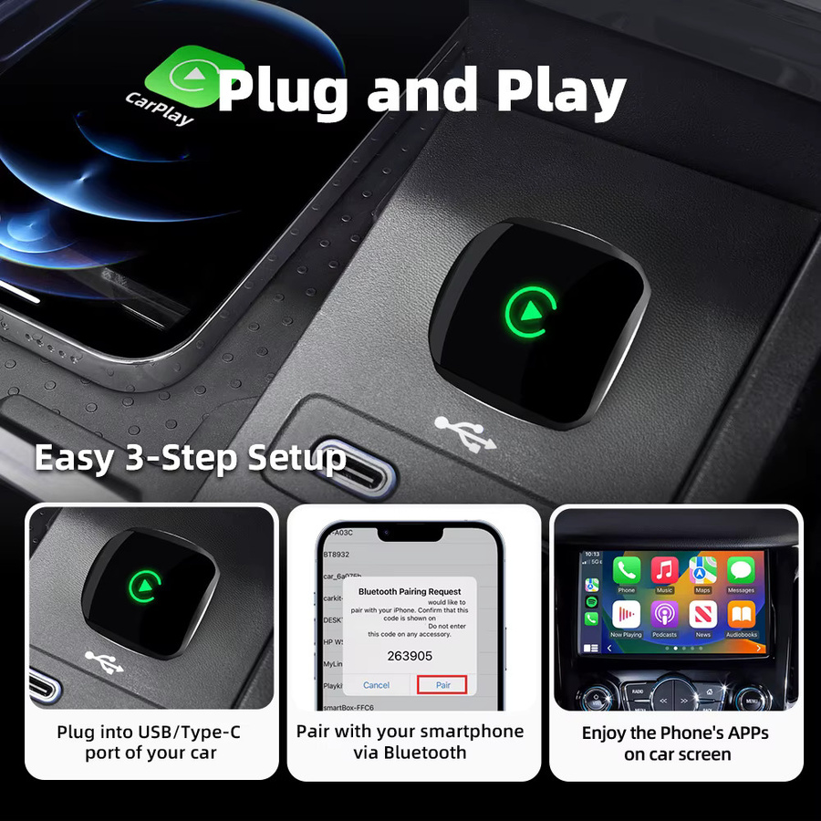 EKIY 2in1 AI Smart Box Black: Drahtloser CarPlay und Android Auto Adapter für dein Auto mit Wired CarPlay System - Bild 5