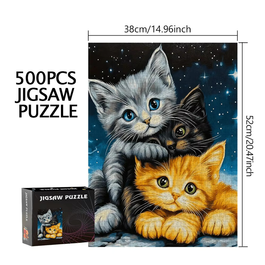 AZNM Kätzchen- und Sternennacht-Puzzle, Tiere, Bunt / Mehrfarbig - Bild 3