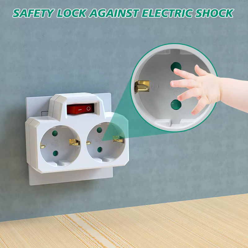 HITRENDS Deutschland-Steckdosenadapter mit Anzeigeschalter EIN/AUS in Weiß, 2-polig 4,8 mm Reiseadapter zur Stromversorgung - Bild 5