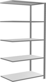Schulte Anbauregal Steckregal MULTIplus150 in Grau aus Stahl mit 5 Fachböden und Kreuzstrebe, B/T/H: 200 x 100 x 60 cm - Bild 1