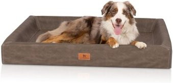 Knuffelwuff orthopädisches Hundebett Austin aus Kunstleder in Braun - Bild 1
