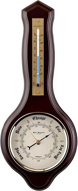 WM Widdop Holzbarometer und Thermometer in Mahagonibraun zur Wandmontage - Bild 1