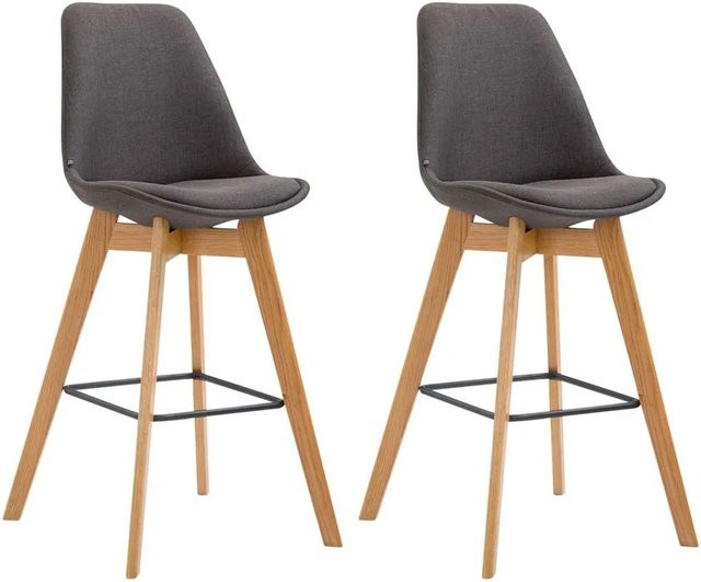 DELUKE 2er Set Barhocker GIKAR mit Lehne, Stoff Dunkelgrau, B/T/H: 48 x 56 x 112 cm - Bild 1