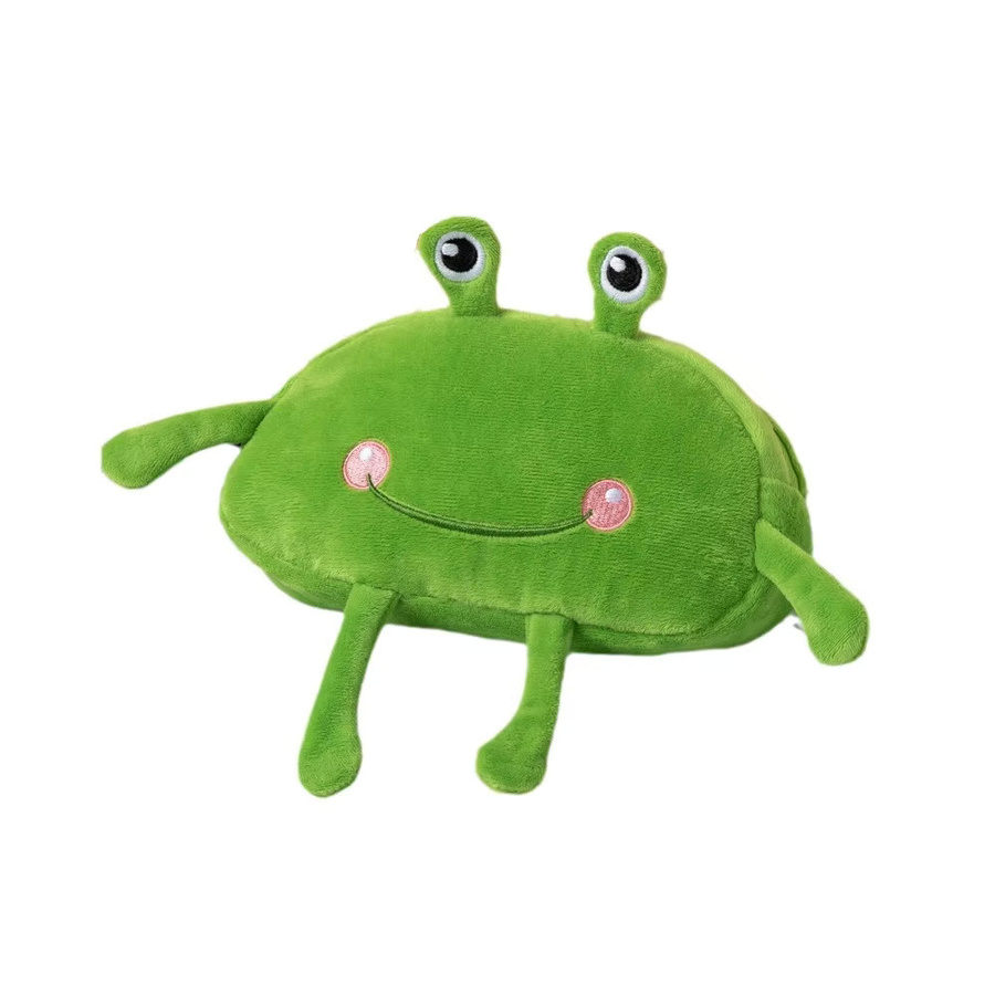 Grünes Frosch-Federmäppchen aus weichem Plüsch mit Reißverschluss und großen Augen - Bild 2