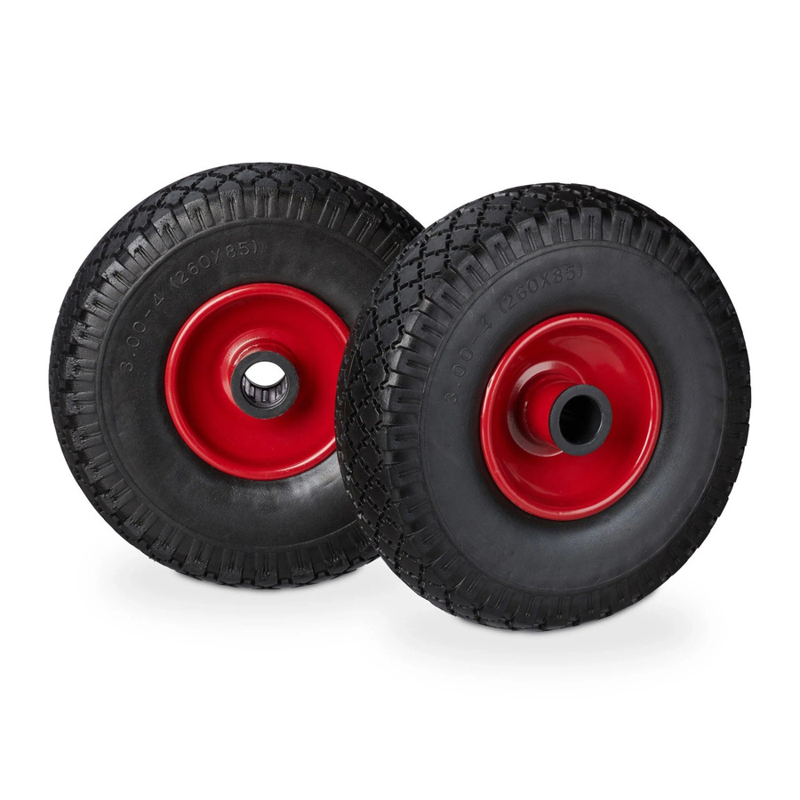 Relaxdays Sackkarrenrad 2er Set aus Vollgummi in Schwarz und Rot, pannensicher, Durchmesser: 26 cm, Breite: 8,5 cm - Bild 2