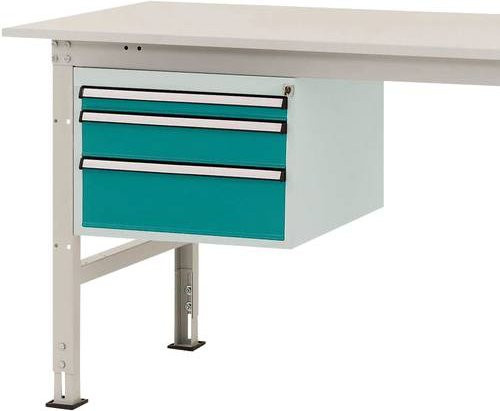 Manuflex PACKPOOL Gehäuse-Unterbau AS0002.5021 in Blau/Mehrfarbig mit 3 Schubfächern, Nutzhöhe: 30 cm, für Tischtiefe: 80 cm - Bild 1