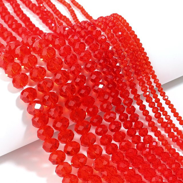 lingsai Kristallperlen, rote facettierte Glaskristallperlen, Rondelle, 3-10mm - Bild 1