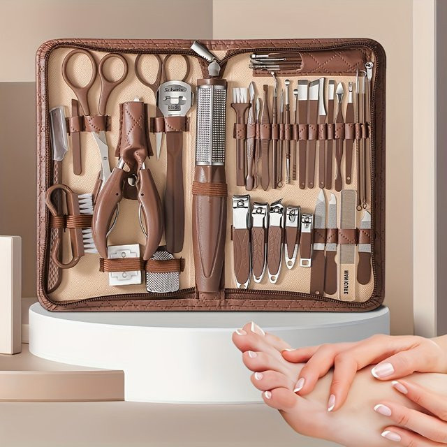 Ouriner Nagelknipser-Set, 42-teilig, Edelstahl, Unisex, Braun - Bild 1