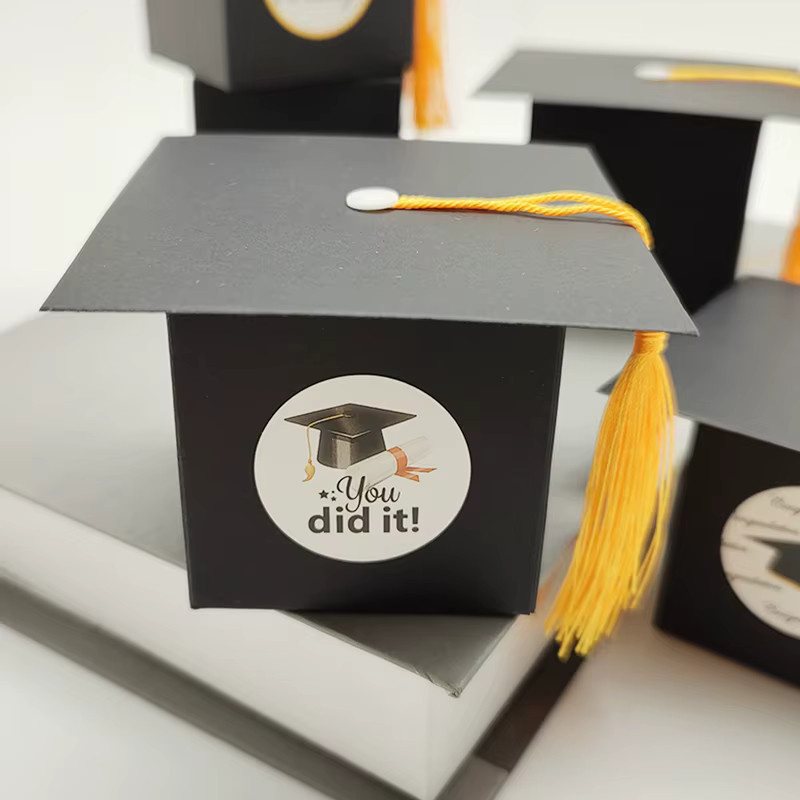 Geschenkboxen Set mit Aufklebern für Partybedarf, Schwarz, aus Papier - Bild 4